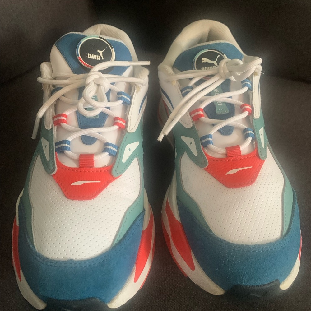 PUMA Blue,Red,Teal and White Athletic Shoes with